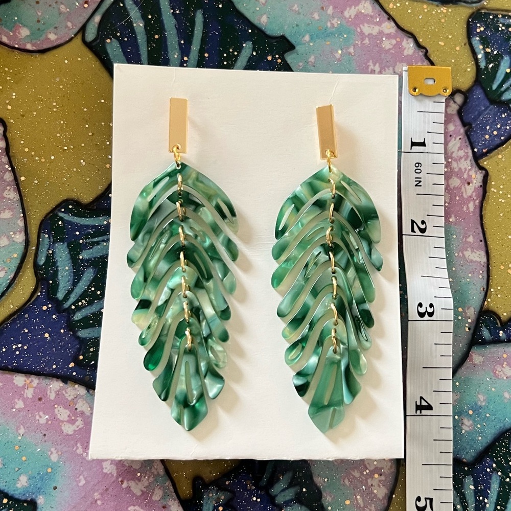 Gold Tone & Acrylic Stud Earrings